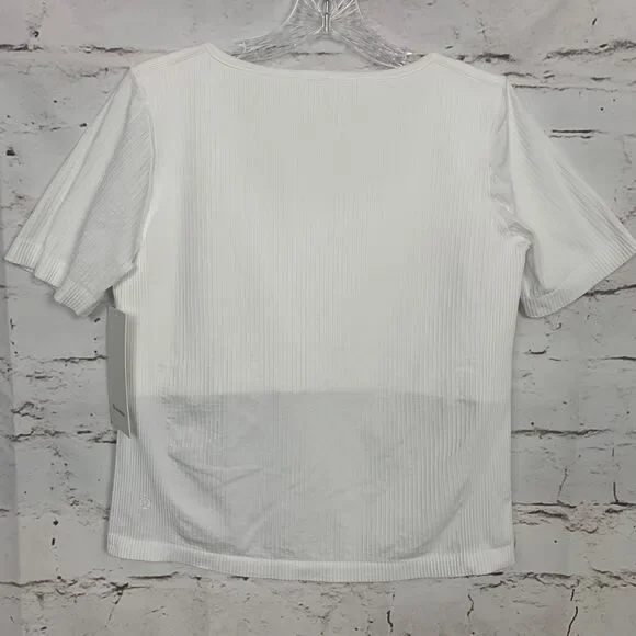 LULULEMON Ebb to Street Short Sleeve Shirt Women's 14 White Workout Tee T-shirt - Picture 4 of 7